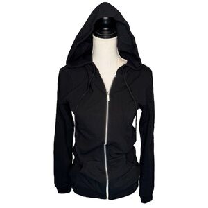Tresics Metal Zip Up Sweatshirt Hoodie Pocket Drawstring Long Sleeve Black M